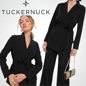 TUCKERNUCK Black Gracie Wrap Crepe Classic
Blazer with Belt & Pockets Sz Small
